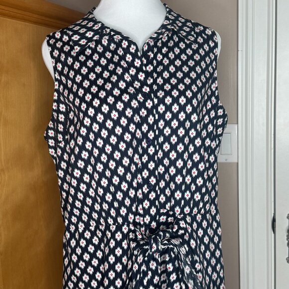 Michael Kors Tie-in-Front Poplin Summer Sleeveless Shirt Dress, Size 14 - Picture 2 of 11